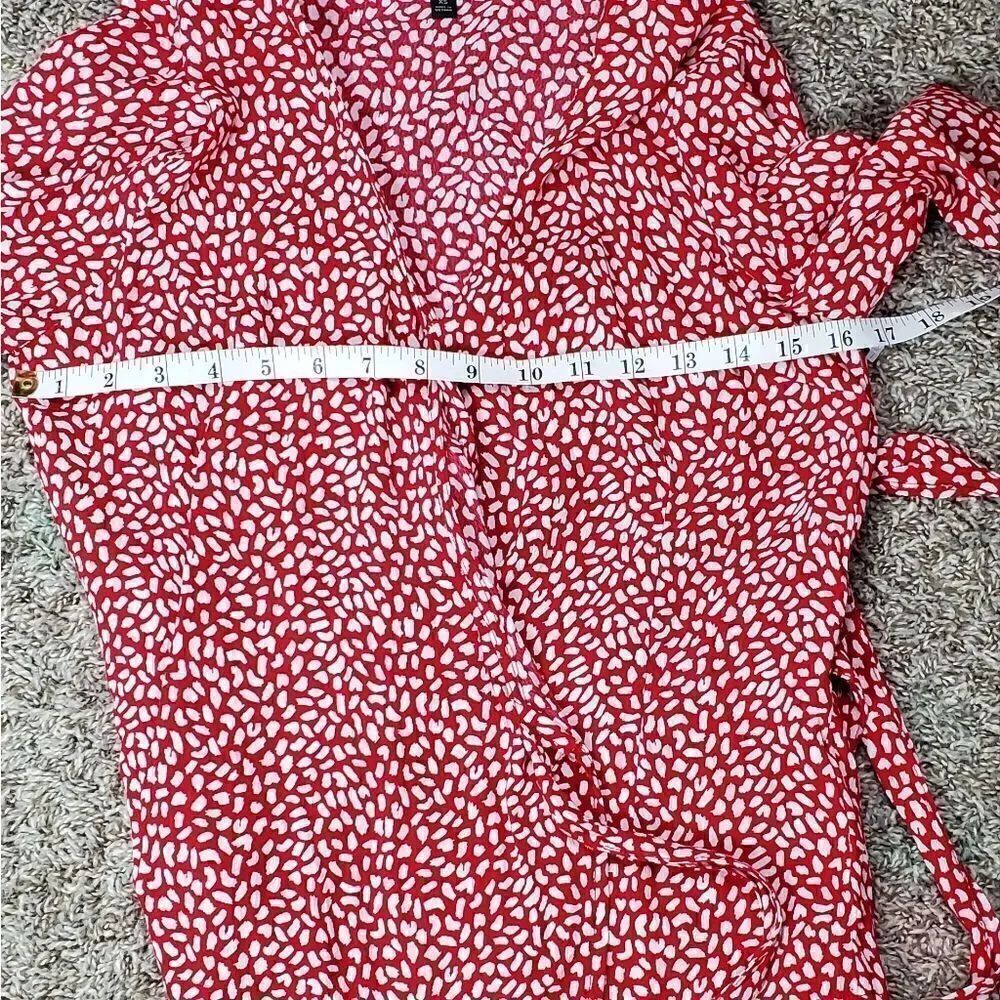 Talbots Red & White Wrap Blouse - Picture 3 of 7